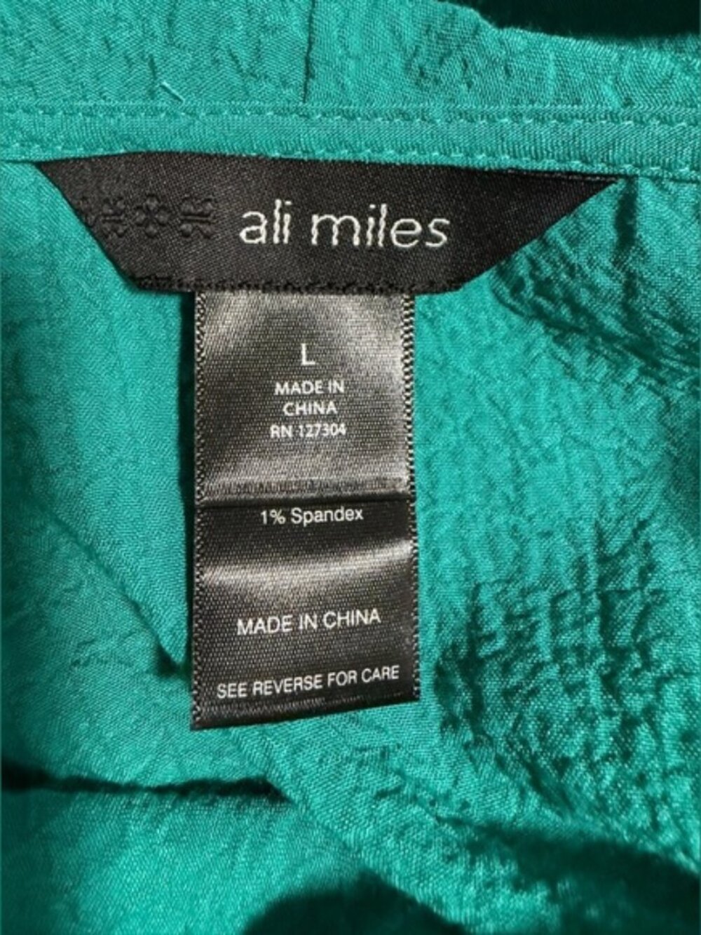 Ali Miles L Teal Cowl Neck Tunic Top Textured Swing Boho Lagenlook - Picture 8 of 9